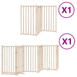 Dog Gate with Door Foldable 9 Panels 450 cm Poplar Wood 3155700