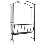Garden Arch with Bench Black 128x50x207 cm Iron 47093