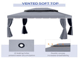 3 x 4m Curtain Gazebo, Curtains Pergola with Aluminium Frame, Nets and Curtains, Dark Grey T3398P317760