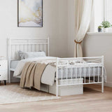 Metal Bed Frame without Mattress with Footboard White 90x190cm 373750