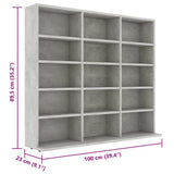 CD Cabinet Concrete Grey 100x23x89.5 cm Engineered Wood 801791