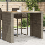 ZNTS Garden Bar Table with Acacia Wood Top Grey 145x80x110 cm Poly Rattan 368699