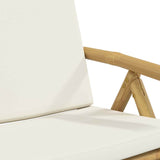 3 Piece Folding Bistro set with Cream White Cushions Bamboo 3208931