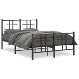 Bed Frame Black Powder-Coated Steel Double Bed Frame 355577