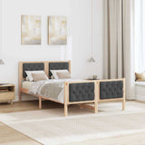 Bed Frame with Headboard Dark Grey 135 x 190 cm Solid Pine Wood 878410