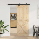 Sliding Door with Hardware Set 85x210 cm Solid Wood Pine 3332774