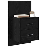Wall-mounted Bedside Cabinet with Drawer 2 pcs Black Oak 880488
