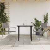 3 Piece Garden Dining Set Grey and Black Poly Rattan and Steel 3203288