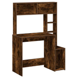 Desk with Shelves Smoked Oak 100x45x140 cm Engineered Wood 860440