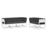 5 Piece Garden Sofa Set with Cushions White Solid Wood Pine 3217001