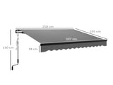 2.5 x 2m Electric Awning with LED Light and Remote Controller, Aluminium Frame DIY Retractable T3398P327920