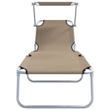 Sun Lounger Folding 2 pcs Taupe 58 x 188 x 77cm Polyester 42003063
