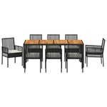 Garden Dining Set 9 pcs Black Poly rattan 3334906