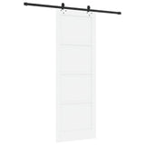 Sliding Door White and Black 83 x 232 cm Solid Pine Wood 3445518