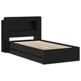 Bed Frame with Storage Black 75 x 190 cm Engineered Wood 3433991
