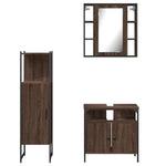 ZNTS 3 Piece Bathroom Cabinet Set Brown Oak Engineered Wood 3214759