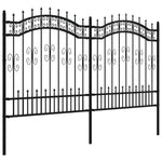 Garden Fence with Spear Top Black 240x125 cm Powder-coated Steel 151086