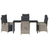 Garden Dining Set with Cushion 5 pcs Light Grey Poly Rattan 3380571