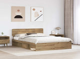 Bed Frame Artisian Oak 160 x 200 cm Solid Pine Wood 3412059