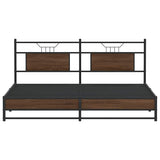 Metal Bed Frame without Mattress Brown Oak 183x213 cm 3325132