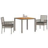 Garden Dining Set 3 pcs Grey Poly rattan 3334909