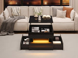 65 x 65 x 38.5 cm liftable living room table, side table, high-gloss coffee table with LED light N605P388044B