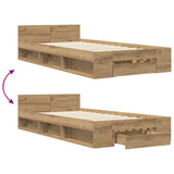 Bed Frame with Storage Artisian Oak 80 x 200 cm Engineered Wood 3429604
