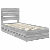 Bed Frame with Drawer Grey Sonoma 90 x 200 cm Engineer Wood 3411862