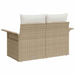 Garden Sofa with Cushion Beige 141 x 62 x 69cm Poly Rattan 42006706