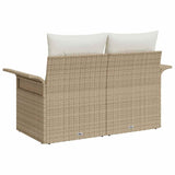 Garden Sofa with Cushion Beige 141 x 62 x 69cm Poly Rattan 42006706