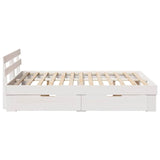 Bed Frame with Headboard White 150 x 200 cm Solid Pine Wood 3382272
