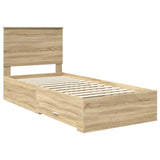 Bed Frame with Headboard Sonoma Oak 90 x 190 cm Engineered Wood 3409696