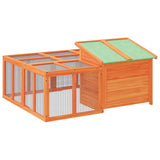 Rabbit Hutch Brown 144x123x67.5 cm Solid Wood Pine 172280