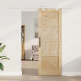 Sliding Door Natural and White 73.5 x 211 cm Solid Pine Wood 3445531
