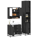 ZNTS 3 Piece Bathroom Furniture Set Black Engineered Wood 3301105