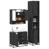 ZNTS 3 Piece Bathroom Furniture Set Black Engineered Wood 3301105
