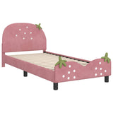 Children's Bed Frame with Headboard Pink 90 x 190 cm Velvet 42011077