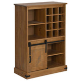 ZNTS Wine Cabinet HALDEN with Wine Racks and Sliding Door Pine 4018445