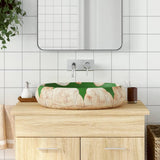 Countertop Basin Green and Brown Oval 59x40x15 cm Ceramic 155086
