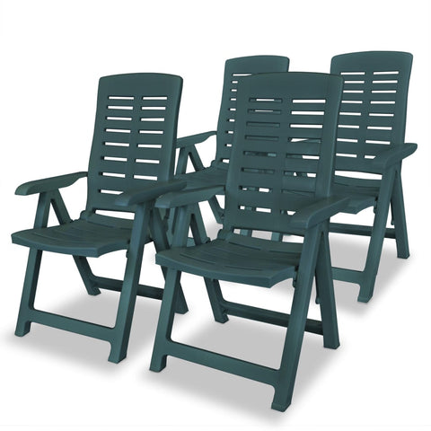 ZNTS Reclining Garden Chairs 4 pcs Plastic Green 275069