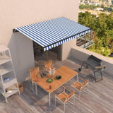 Manual Retractable Awning 400x350 cm Blue and White 3069176
