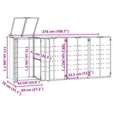 Wheelie Bin Storage for 4 Bins Grey 276x79x117 cm Steel 3279989