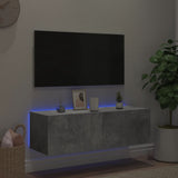 TV Wall Cabinet with LED Lights Concrete Grey 100x35x31 cm 837298
