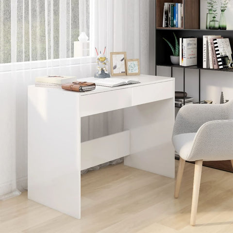 ZNTS Desk High Gloss White 101x50x76.5 cm Engineered Wood 809563