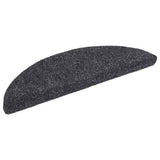 Stair Mats Self-adhesive 15 pcs 56x17x3 cm Dark Grey Half Round 132691