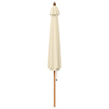 Garden Parasol 300 x 248 cm Solid Eucalyptus Wood Cream White 42041406