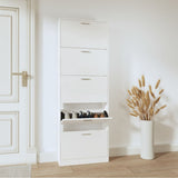 Shoe Cabinet High Gloss White 59x17x169 cm Engineered Wood 342514