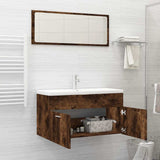 2 Piece Bathroom Furniture Set Smoked Oak Engineered Wood 826623