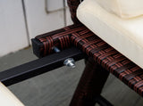 2-Seater 2-in-1 Rattan Convertible Sofa Daybed Brown T3398P320157
