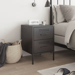 ZNTS Bedside Cabinet Black 36x39x50.5 cm Steel 842922